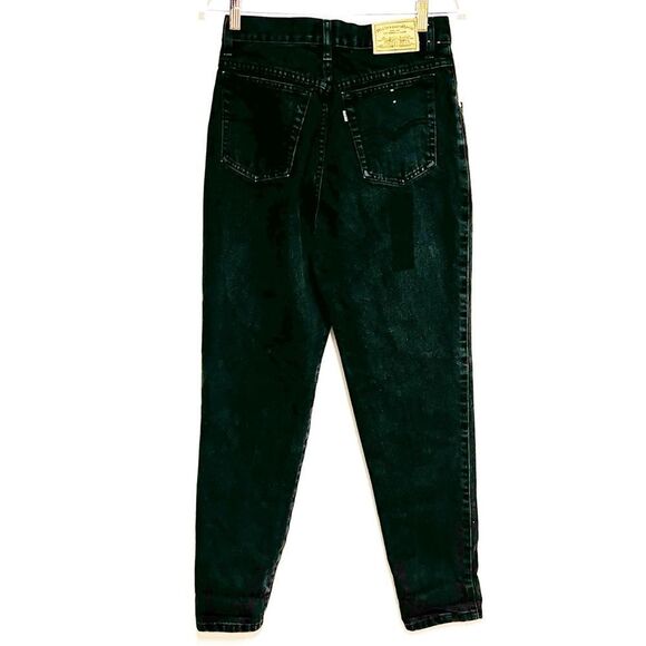 80’s Vintage Black denim jeans white tab 900 Series Women’s Sz 11 28 W - Picture 2 of 6